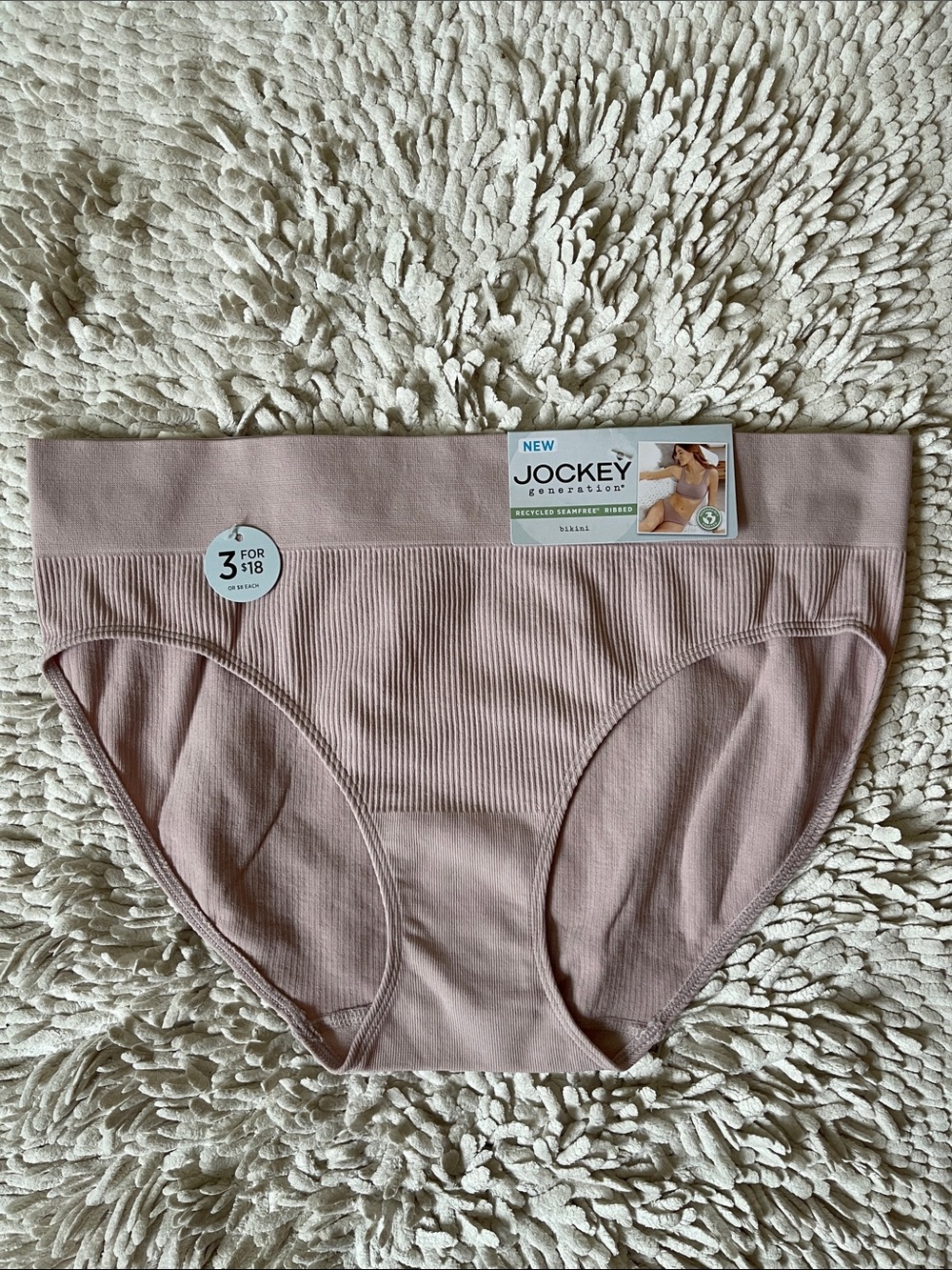Jockey Blush Ribbed Seamless Bikini Panty XL